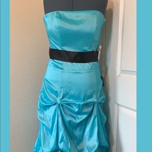 Aqua prom dress with ruffles